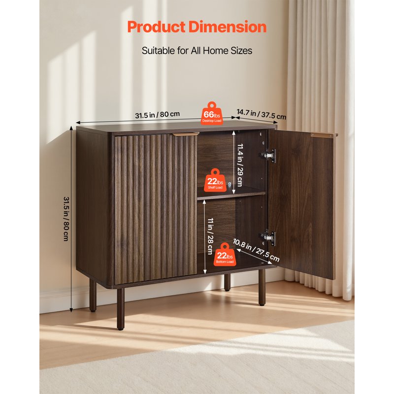 Mid-Century Coffee Bar Cabinet with Barn Door - Brown