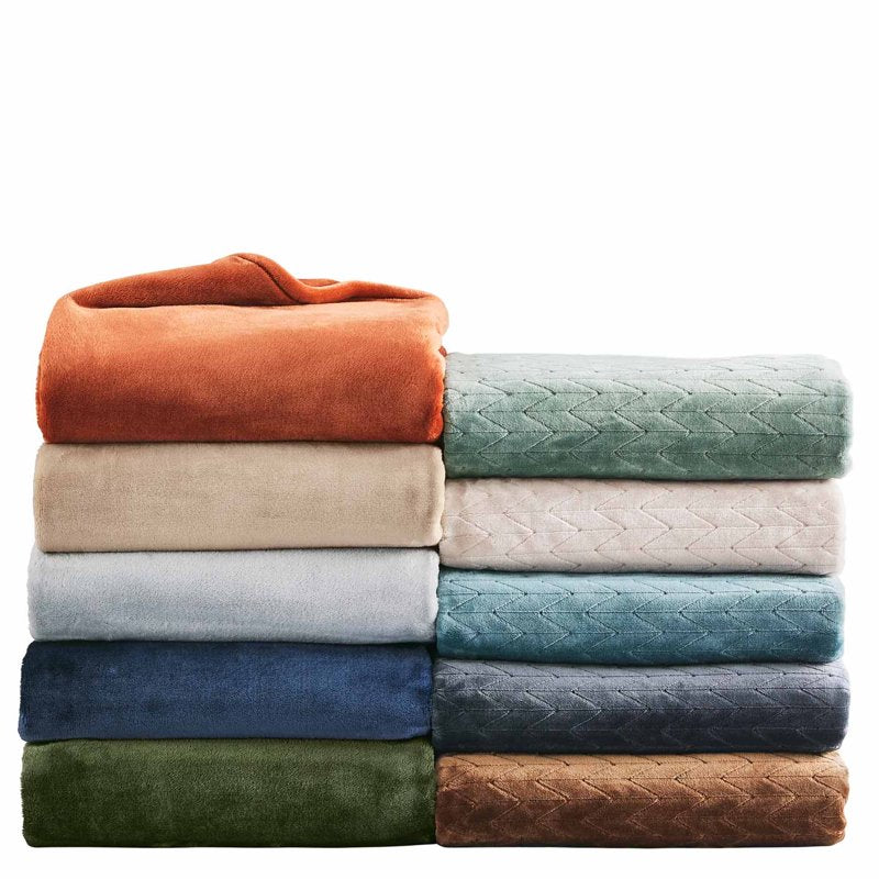 Oversized Velvet Plush Fleece Throw Blanket - Textured Nimbus Blue 50x72