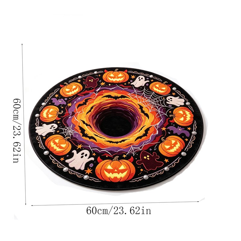 Halloween Round 3D Optical Illusion Rug - Skidproof Absorbent Mat 23.62x23.62in - New Launch