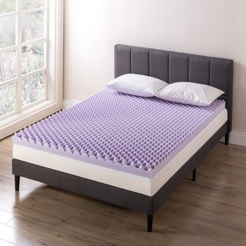 King 4-Inch Memory Foam Egg Crate Mattress Topper with Lavender Infusion