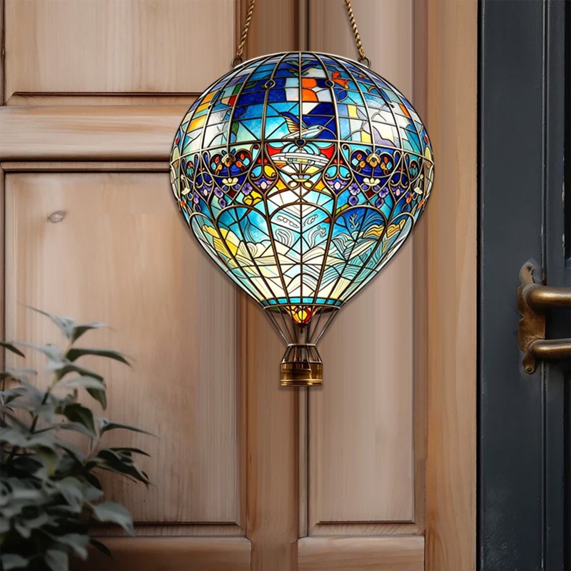 Hot Air Balloon Acrylic Ornament - Window & Garden Hanging Decor - Variation 049