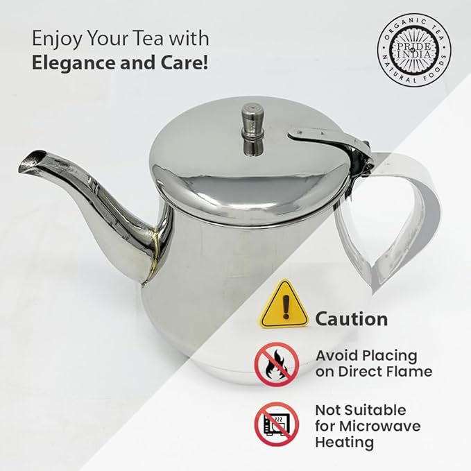 Gooseneck Tea Pot - Stainless Steel, 32 Fl. Oz. (4-5 Cups) & 18 Fl. Oz. (2-3 Cups)