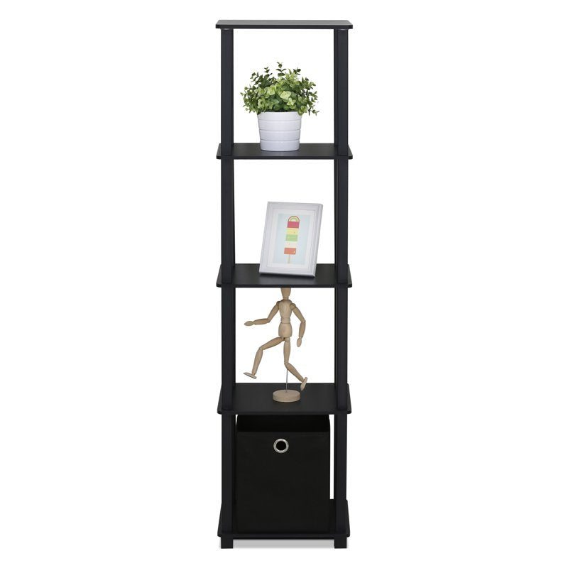Furinno TURN-N-TUBE No Tools Wood 5-Tier Display Shelf - Black, Variation of THIS listing