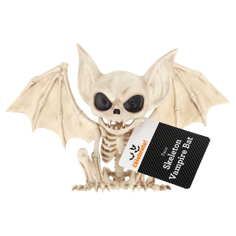 Faux Skeleton Vampire Bat Halloween Decoration - 4.6 Inch Spooky Decor
