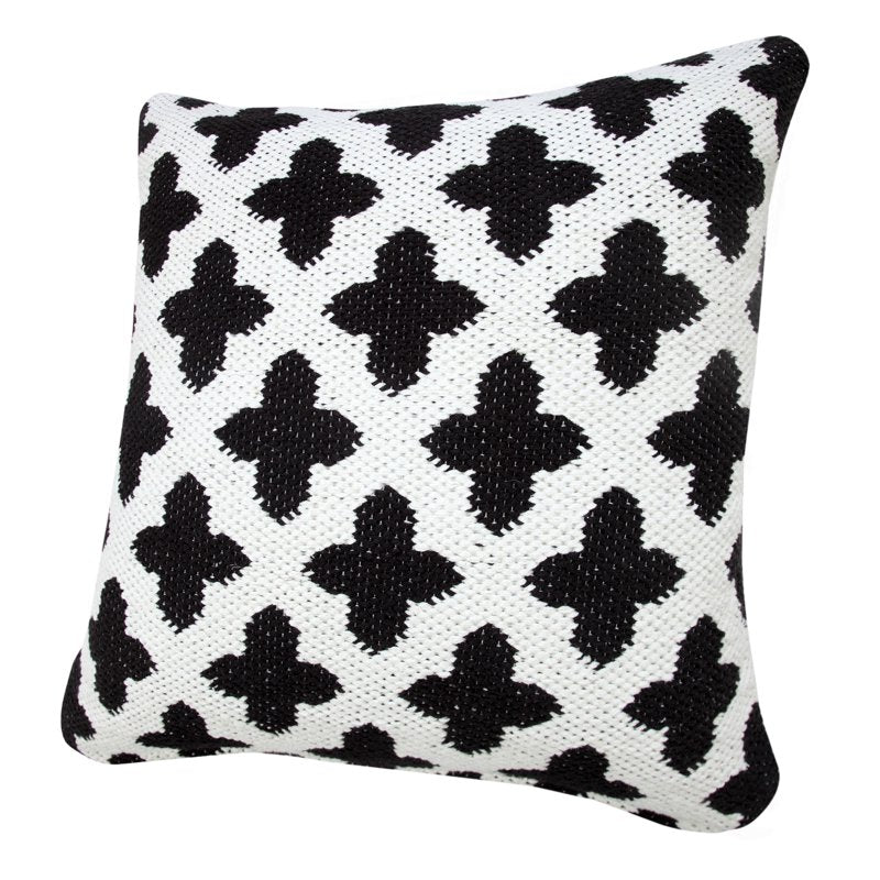 Geometric Throw Pillow - Black and White, 20 Inch Square, Swiss Variation