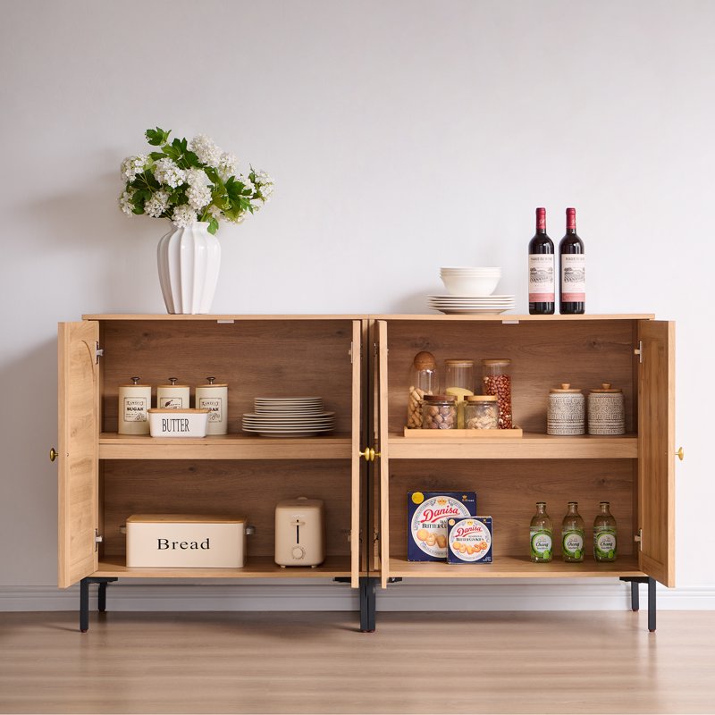 Wooden Buffet Cabinet with Adjustable Shelf - Natural, 4 Pack