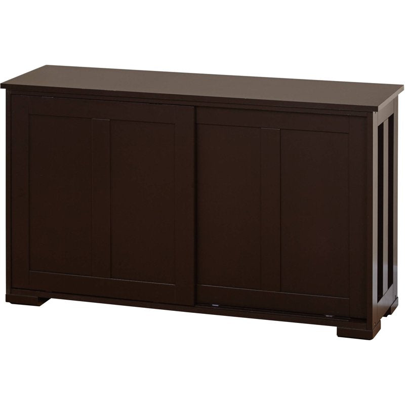 Sliding Wood Doors Stackable Storage Cabinet - Espresso