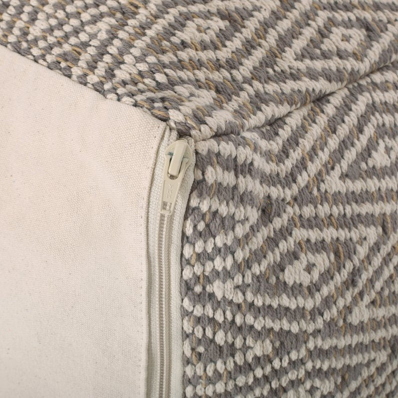 Cotton Cube Pouf - Handcrafted Boho Style, Gray Variation