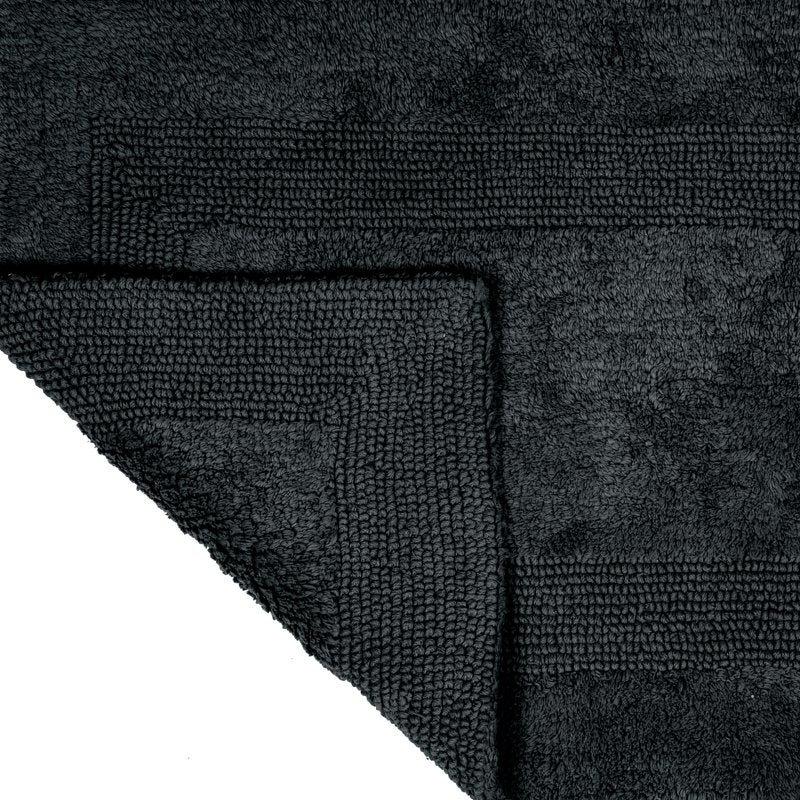 Black Cotton Bath Mat 60x24-Inch Machine Washable Bathroom Rug - Reversible