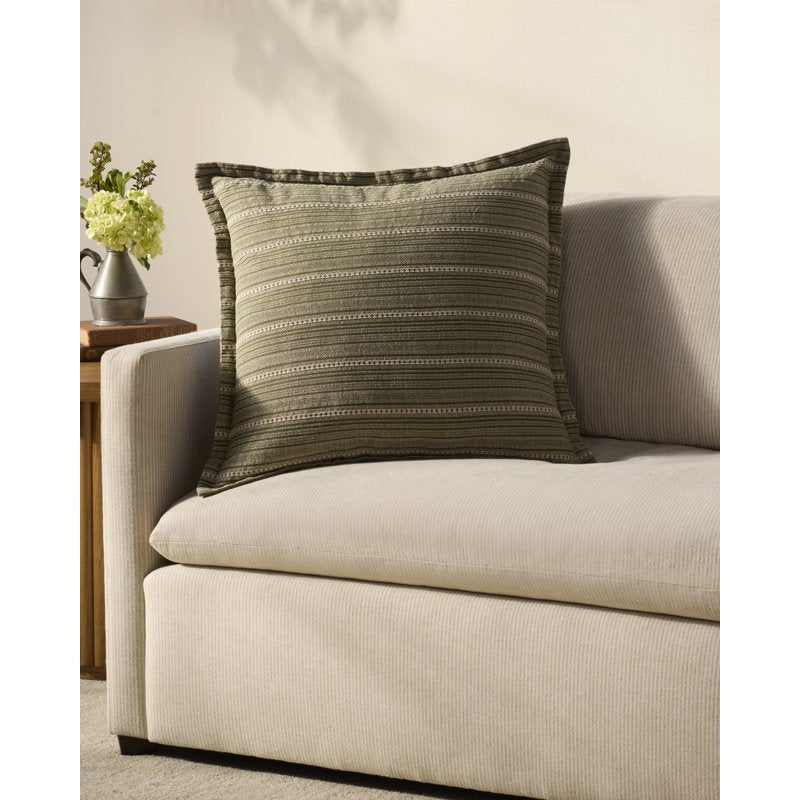 Decorative Throw Pillow - Green and Natural | 22 x 22 Inches - Chris Loves Julia x Loloi