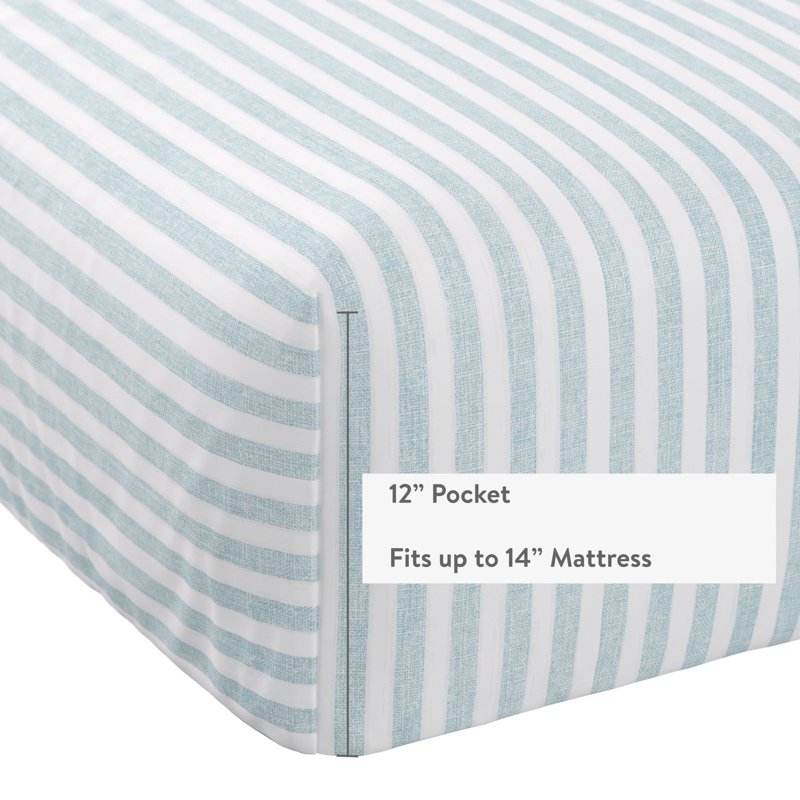 Kids Microfiber Bed Sheet Set - Full Aqua Stripe 4 Pieces - Soft & Breathable
