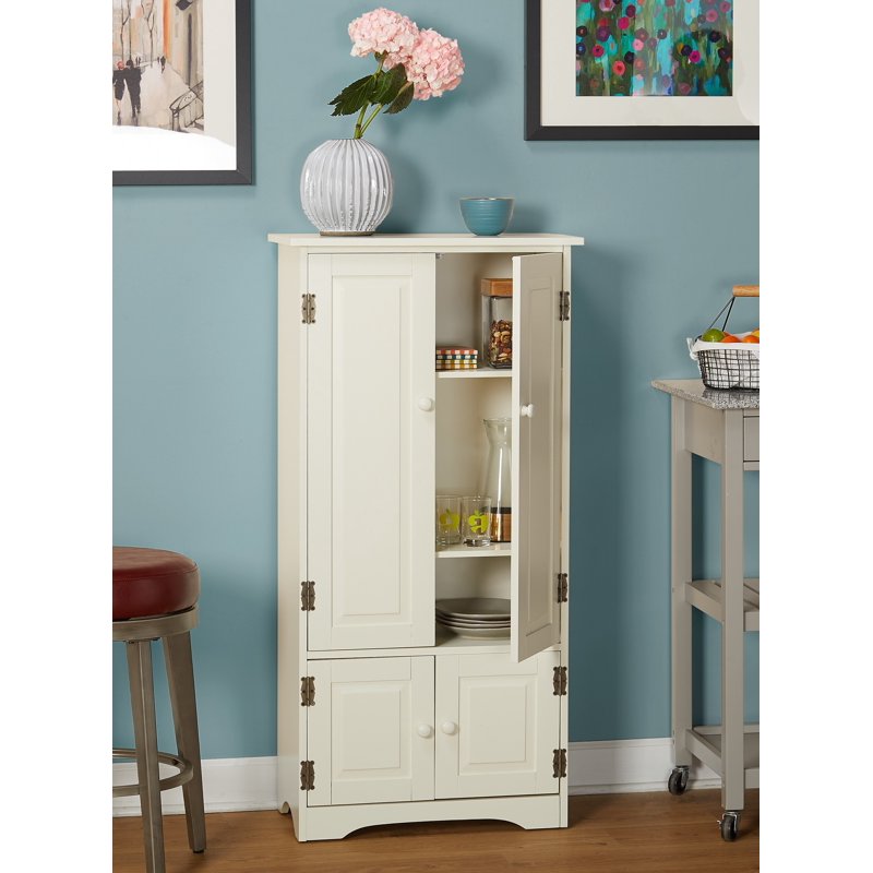 Contemporary 4-Door Vertical Wall Cabinet with Shelves - White