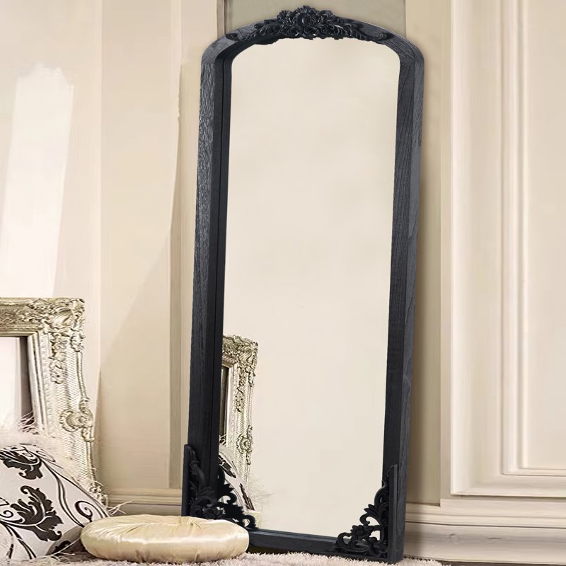 71x30 Arch Full-Length Vintage Mirror - Black, Shatterproof Glass