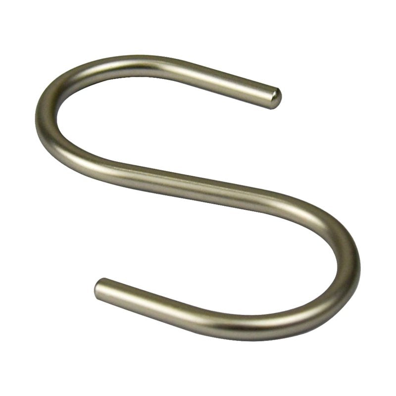 Mainstays Shower Curtain S Hooks - Satin Nickel, Single, Rustproof Iron, 12 Piece