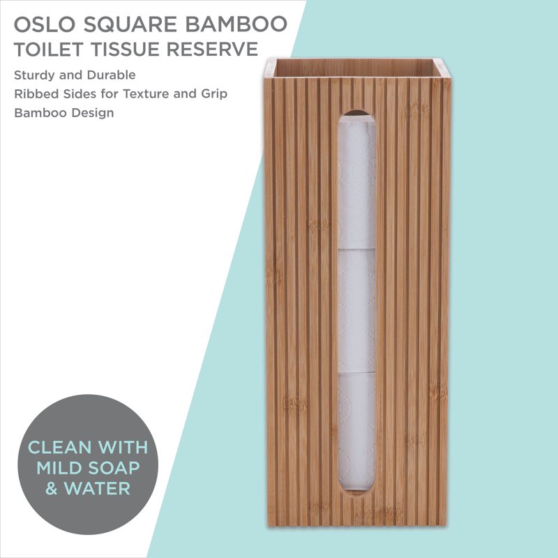 Bath Bliss Square Bamboo Toilet Paper Reserve - Off-White, Holds 3 Rolls