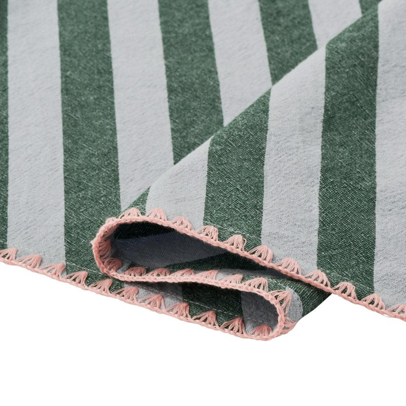 Yarn Dyed Stripe Whipstitch Tablecloth - Thyme Blue, 70" Round