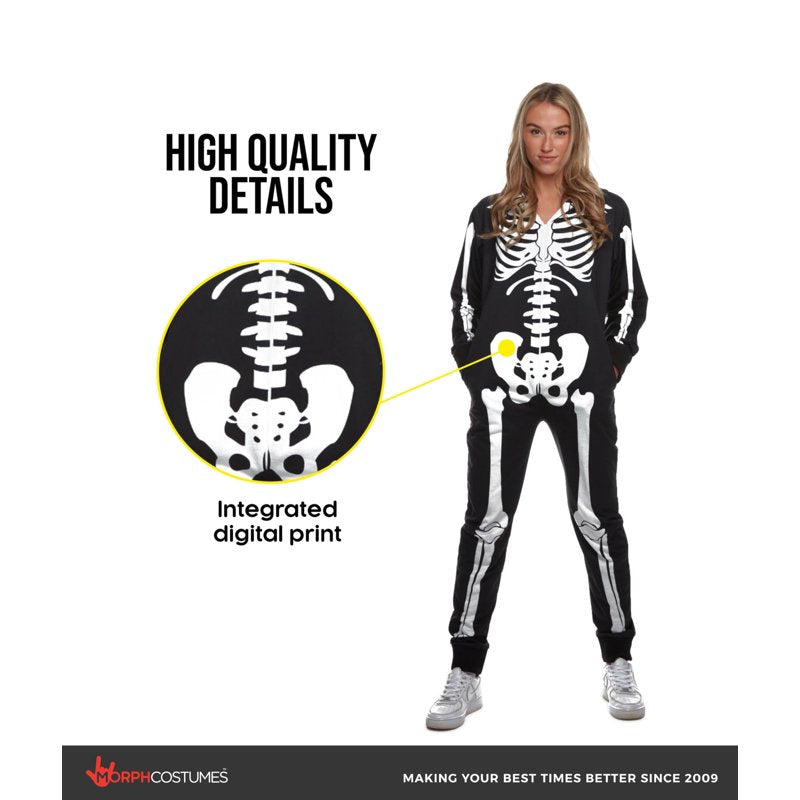 Morph Womens Skeleton Costume Jumpsuit Halloween Adult Large