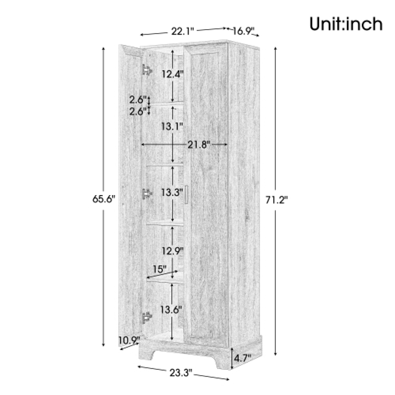 Storage Cabinet with Adjustable Shelves - Gray