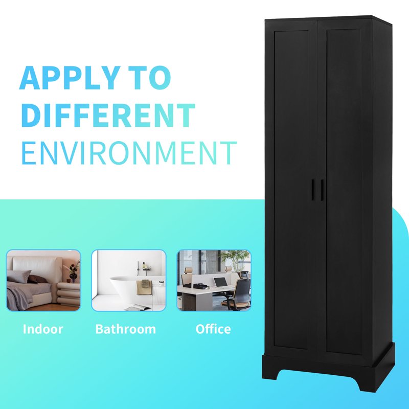 Storage Cabinet with Adjustable Shelves - Black