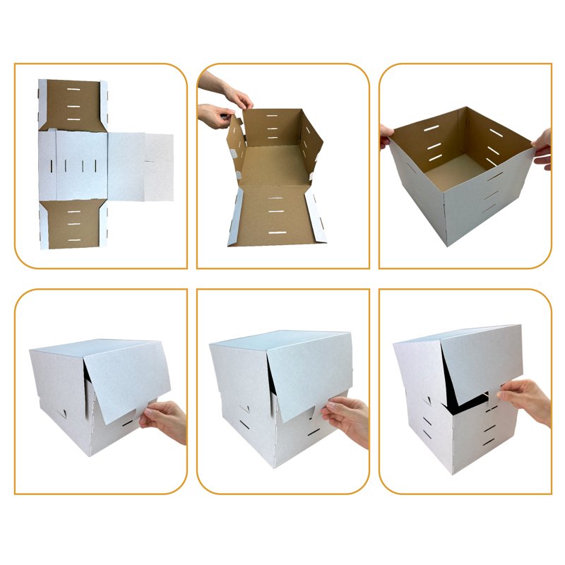 8" x 8" x 6" White Adjustable Cake Box - 3 Pack