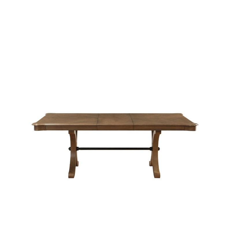 Gray Oak Rectangular Extendable Dining Table with X Base