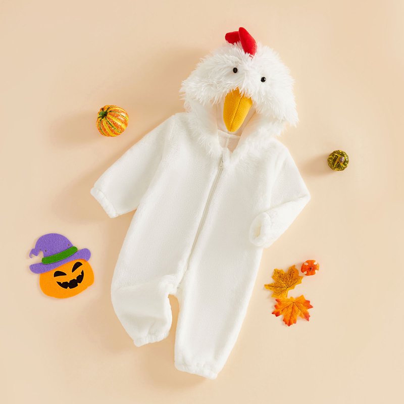 Toddler Baby Girl Boy Halloween Chick Costume Cosplay Jumpsuit - White, 12-18 Months