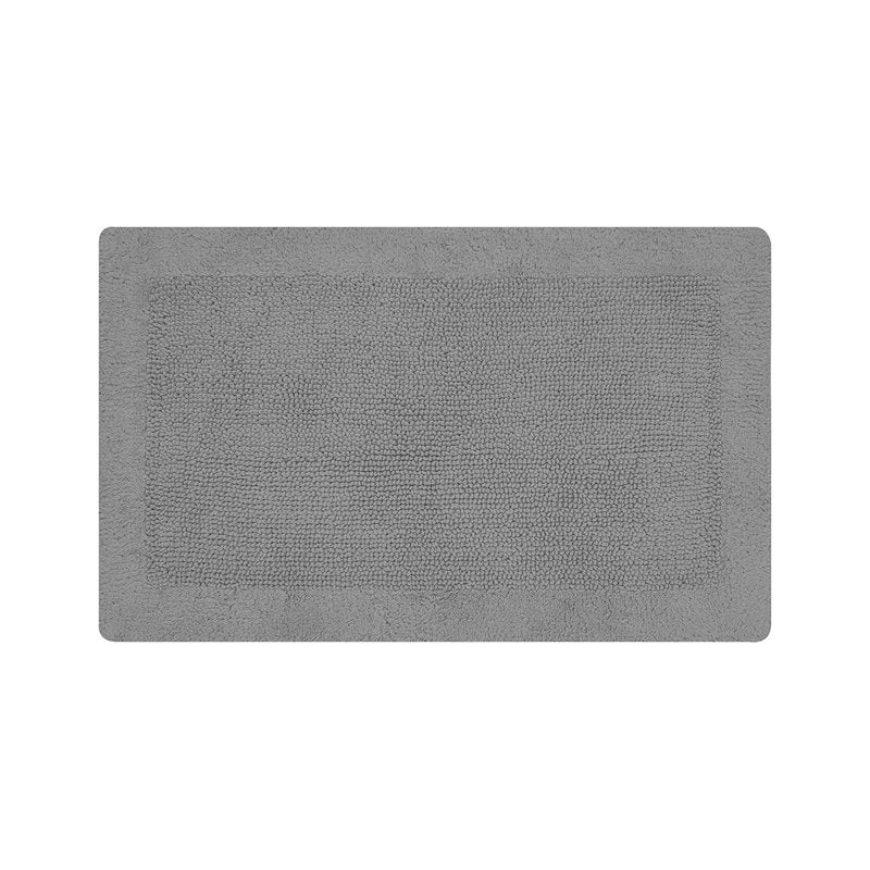 Premium 21x34 Inch Reversible Cotton Bathroom Rug - Gray Edge Collection