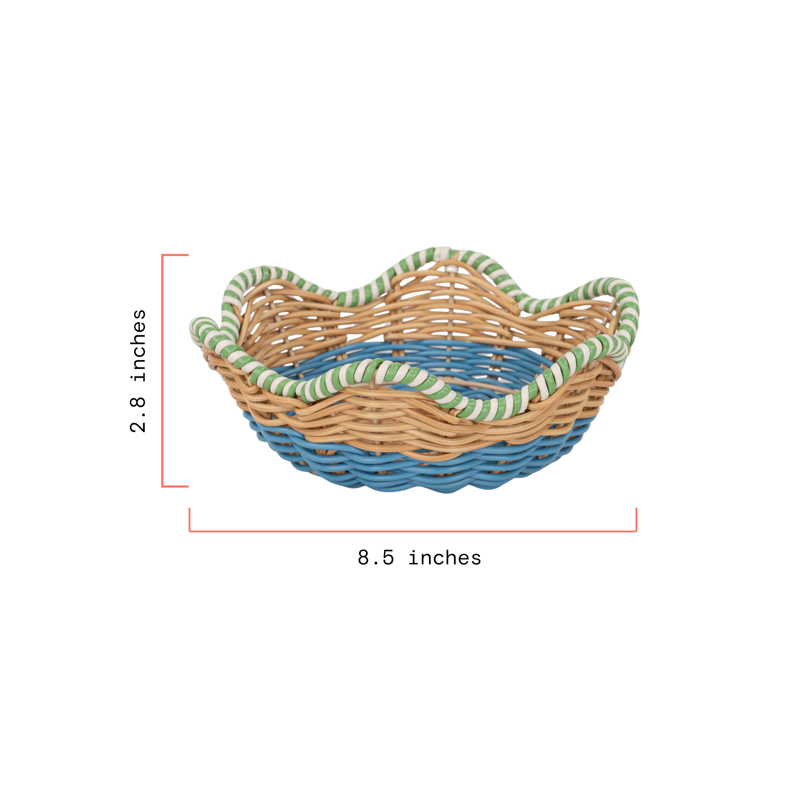 Two-Tone Rattan Bowl - Handwoven Resin Serveware