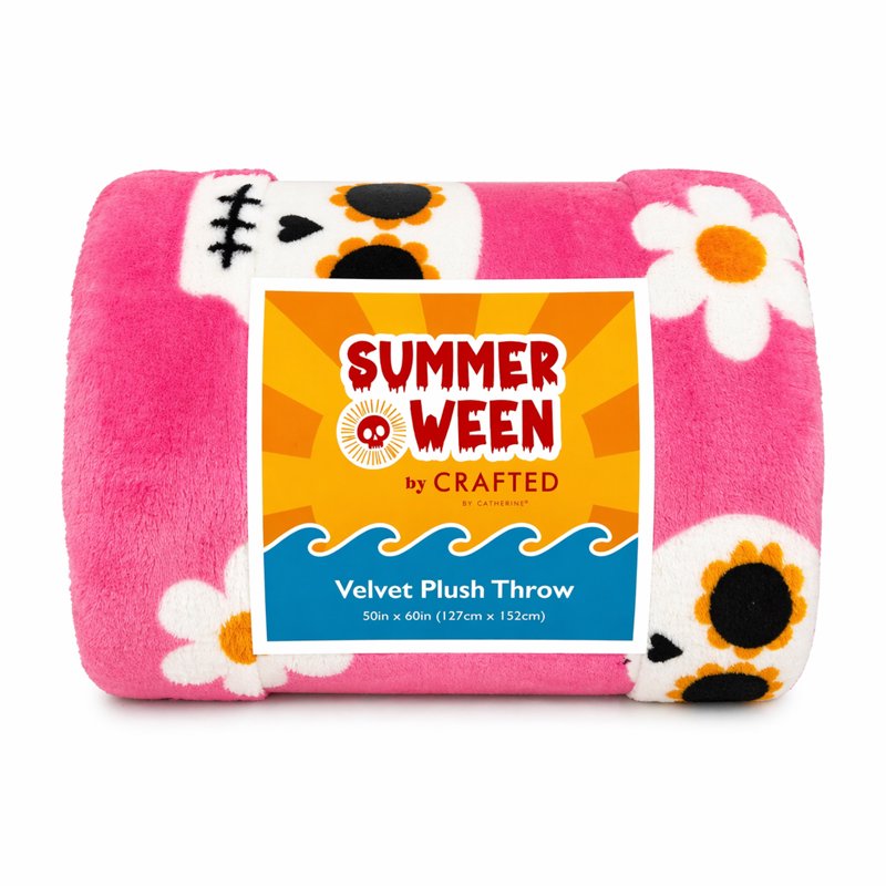 Daisy Skulls Oversized Plush Throw Blanket - Halloween Patio Decor, Cozy 50x60