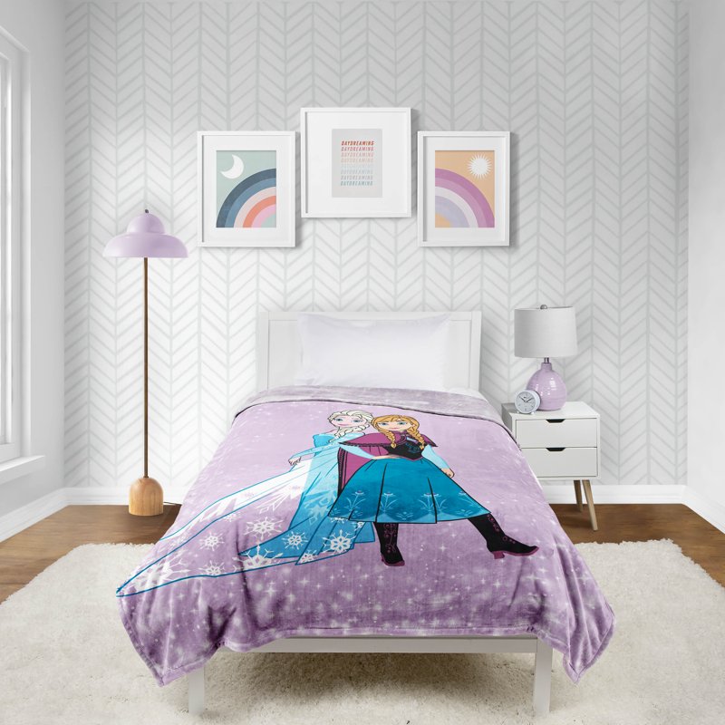 Kids Frozen Winter Frost Adventure Blanket - Super Soft Silk Touch 62 x 90 Purple