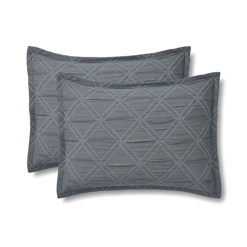 Mainstays King Grey Cross Stitch Comforter Set - 5-Piece Bedding
