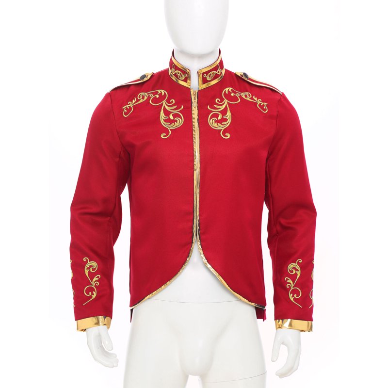 Medieval Royal Prince Costume Coat for Men - Red XXL Renaissance Embroidered