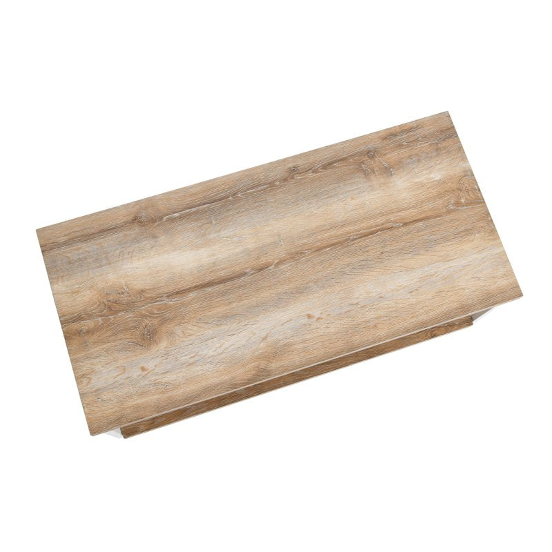 Modern Rustic Coffee Table with Storage Shelf - Coastal Oak