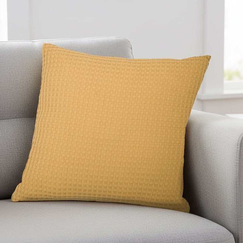 Yellow Waffle Knit Decorative Pillow 18x18 Inches - Mainstays