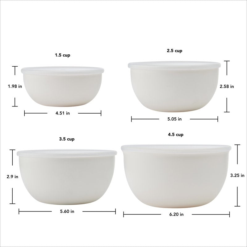 7-Piece Plastic Nesting Mixing Bowl Set with Lids - Porcelain