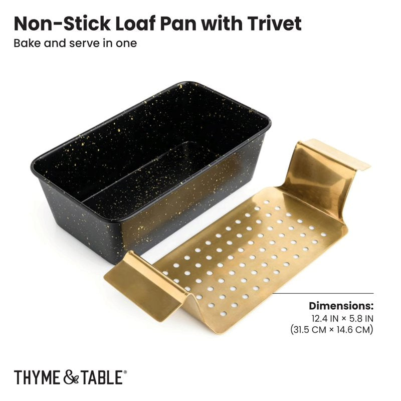 Non-Stick Loaf Pan with Gold Stainless Steel Trivet - 1
