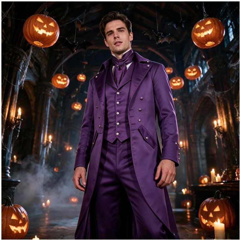 Men's Gothic Tailcoat Jacket - Renaissance Steampunk Costume - Purple S