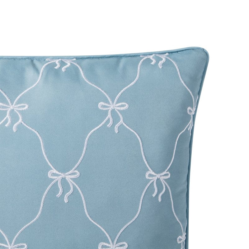 Blue Embroidered Decorative Pillow 14x20 Inches - Home Decor Collection