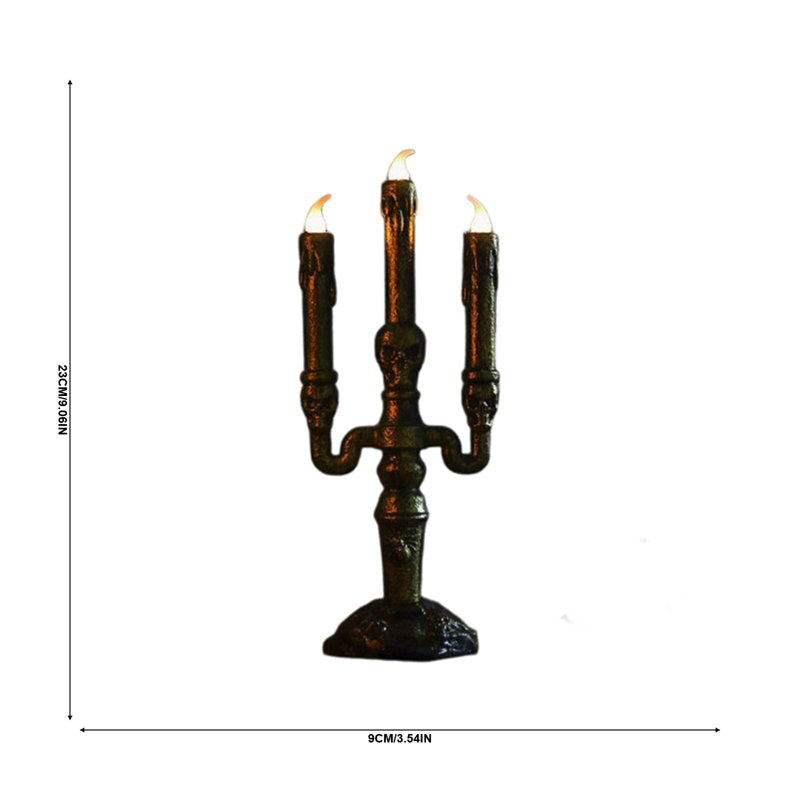 Halloween Skeleton Candle Lamp - Gold Frame Flickering Electronic Light - Variation #325as Show