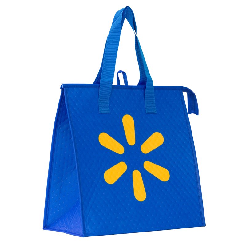 Insulated Reusable Shopping Bag with Zipper - Blue, 24 L