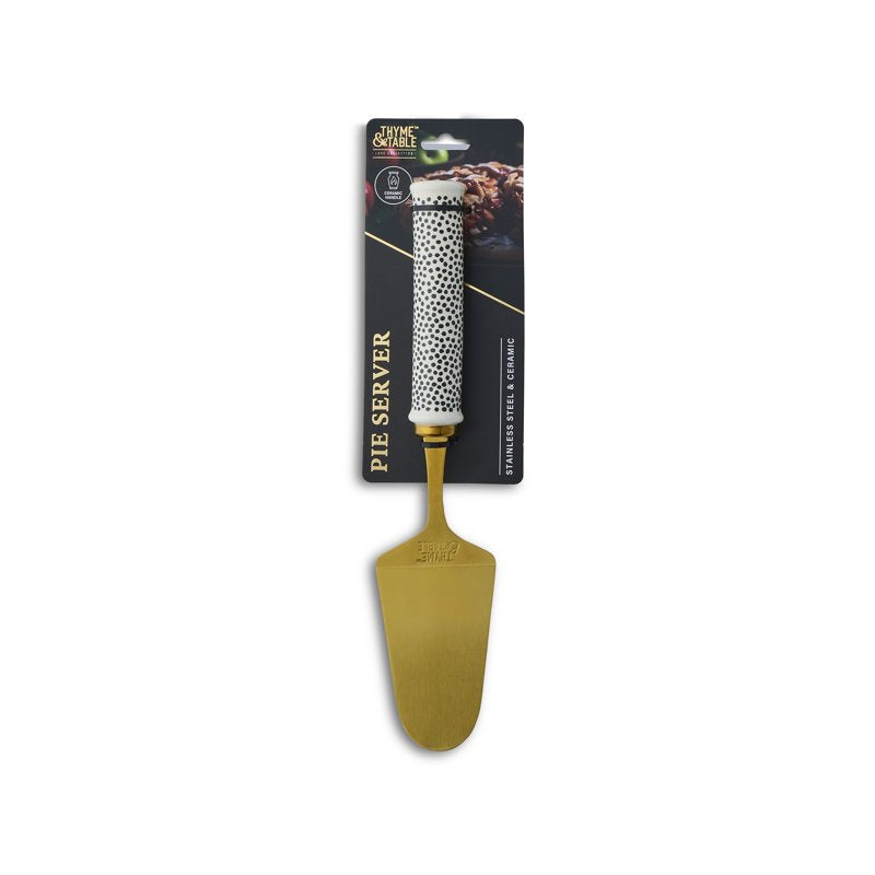 Gold Stainless Steel Pie Server with Ceramic Dot Handle - Single