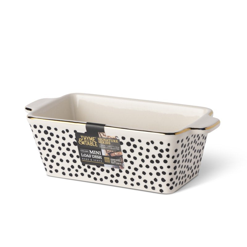 Ceramic Mini Loaf Pan - 3.5 Inch Dot Design - 2 Pack