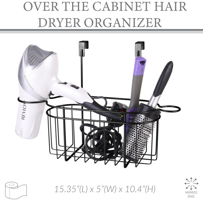 Over the Cabinet Hair Tool Organizer in Matte Black - Bathroom Storage