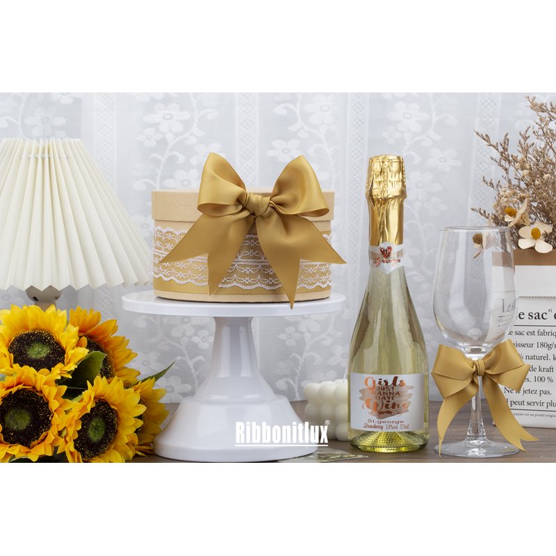 Ribbonitlux 4 Inch x 25 Yards Gold Grosgrain Ribbon - Premium Craft & Gift Wrap