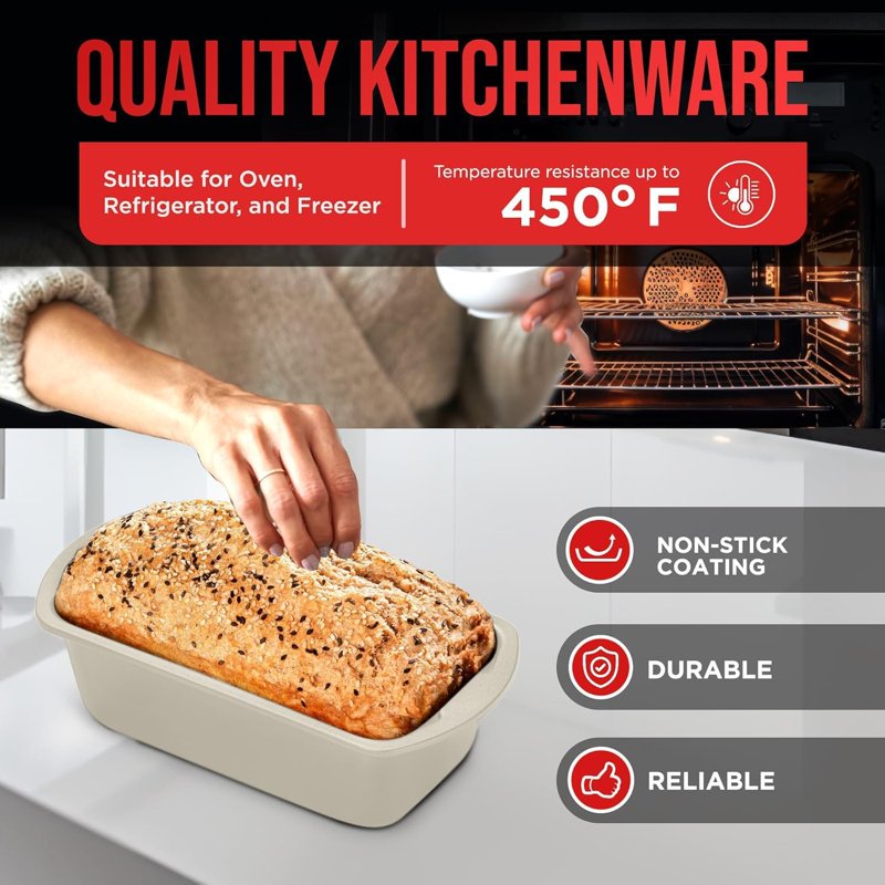 Nonstick Loaf Pan Set - 2 Pack, 10.2" & 11" White Marble
