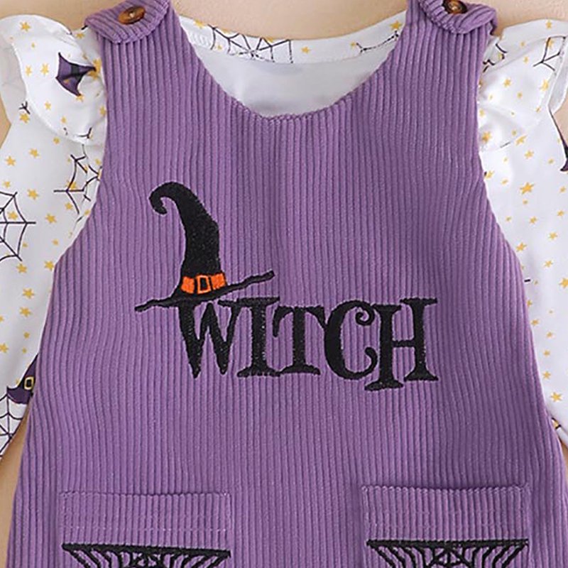 Baby Girl Halloween Romper & Overalls Set - White 6-12 Months A13