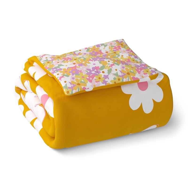 Kids Daisy Reversible Comforter Set with Sheets - Twin Bed, 5 Pieces