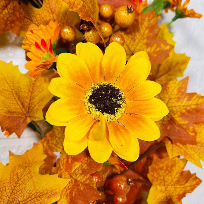 Halloween Wreaths for Front Door - Skeleton Maple Leaf Design - Variation B