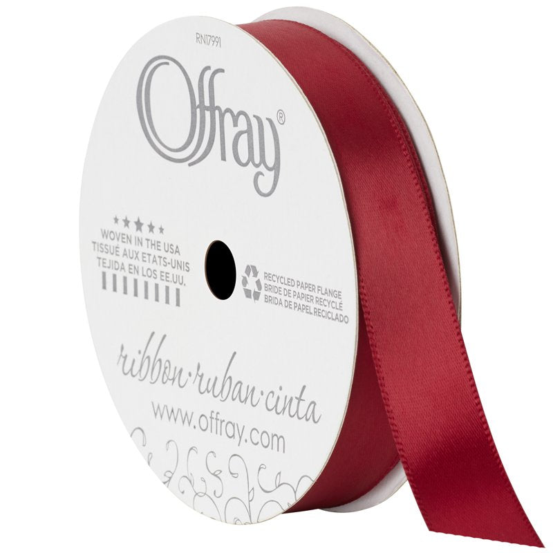 (4 Pack) Offray Red Wine Satin Ribbon 5/8 Inch, 18 Feet - Craft & Decoration