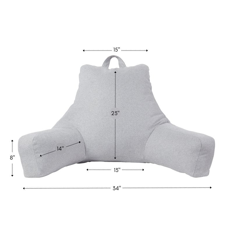 Gray Jumbo Cement Polyester Bed Rest Pillow - Supportive Backrest
